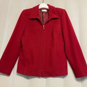 Vintage Laura Canada Women’s Jacket Size 10 Wool Cashmere Blend Zip Front Red